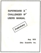 Ohio Superboard II & Challenger 1P preliminary Users Manual