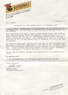 Royalty Letter and Statement 26/10/1989