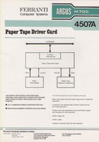 Ferranti Argus M700 4507A Paper Tape Driver Card