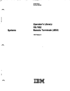 Systems - Operator's Library: OS/VS Remote Terminals (JES3)