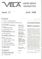 Vela User's Group Newsletter  - Issue 17 June 1989