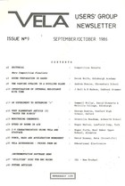 Vela User's Group Newsletter  - Issue 9 September/October 1986