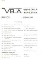 Vela User's Group Newsletter  - Issue 13 February 1988