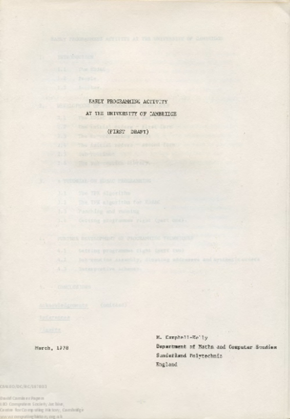 Article: 58515 Campbell-Kelly, Early Programming Activity at the University of Cambridge (Mar 1978)