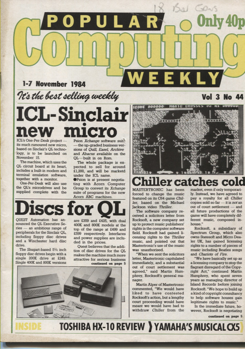 Article: Popular Computing Weekly Vol 3 No 44 - 1-7 November 1984