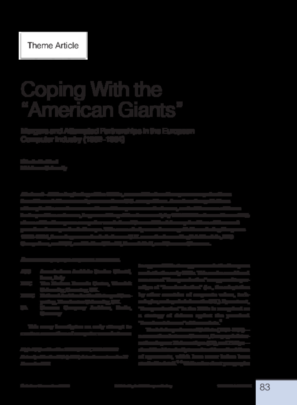 Article: 75149 'Coping with the American Giants' by Elisabetta Mori