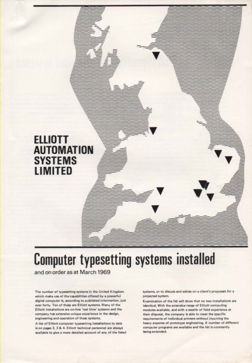 Scan of Document: Elliott Automation Computer Typesetting Systems Installed