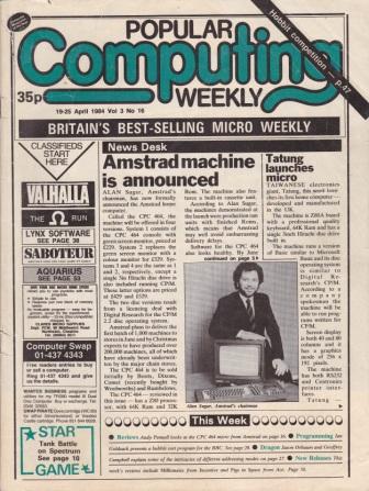 Article: Popular Computing Weekly Vol 3 No 16 - 19-25 April 1984 