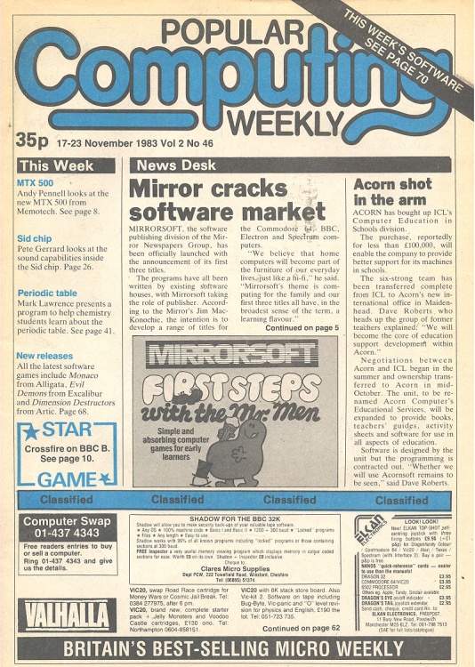 Article: Popular Computing Weekly Vol 2 No 46 - 17-23 November 1983