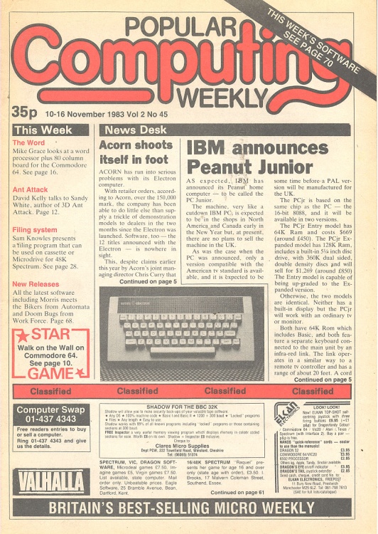 Article: Popular Computing Weekly Vol 2 No 45 - 10-16 November 1983