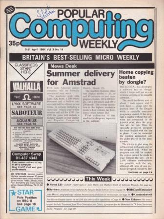 Article: Popular Computing Weekly Vol 3 No 14 - 5-11 April 1984