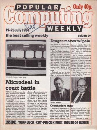 Article: Popular Computing Weekly Vol 3 No 29 - 19-25 July 1984