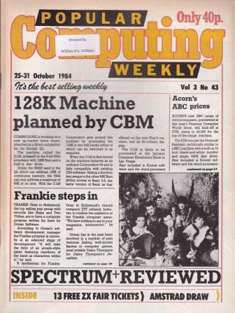 Article: Popular Computing Weekly Vol 3 No 43 - 25-31 October 1984
