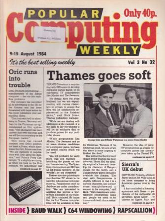 Article: Popular Computing Weekly Vol 3 No 32 - 9-15 August 1984