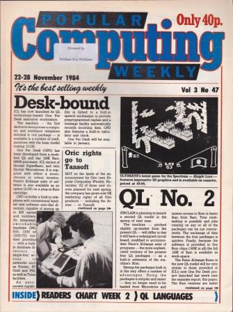 Article: Popular Computing Weekly Vol 3 No 47 - 22-28 November 1984
