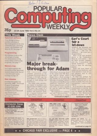 Article: Popular Computing Weekly Vol 2 No 25 - 23-29 June 1983