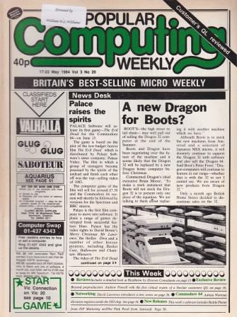 Article: Popular Computing Weekly Vol 3 No 20 - 17-23 May 1984