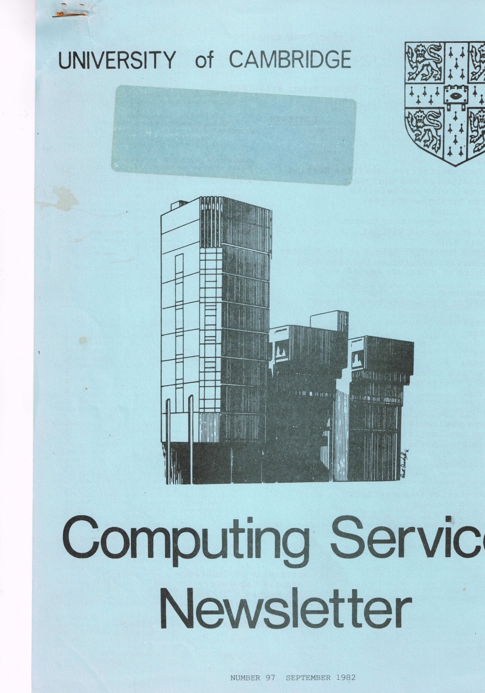 Article: University of Cambridge Computing Service September 1982 Newsletter 97