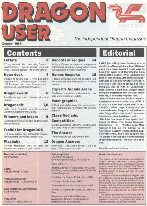 Scan of Document: Dragon User - October 1988
