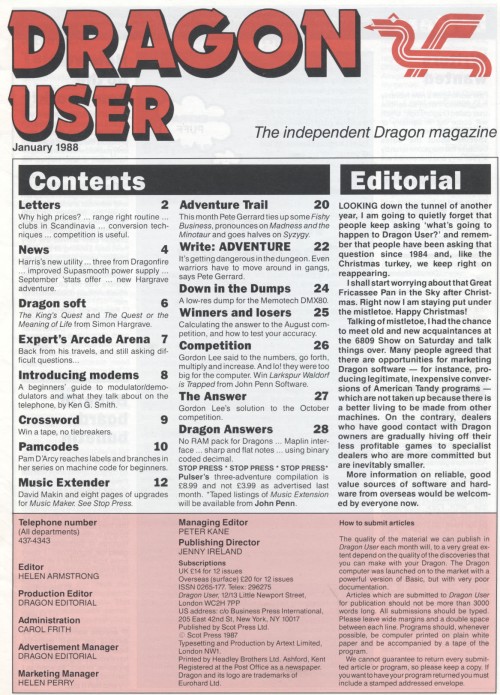 Scan of Document: Dragon User - January 1988