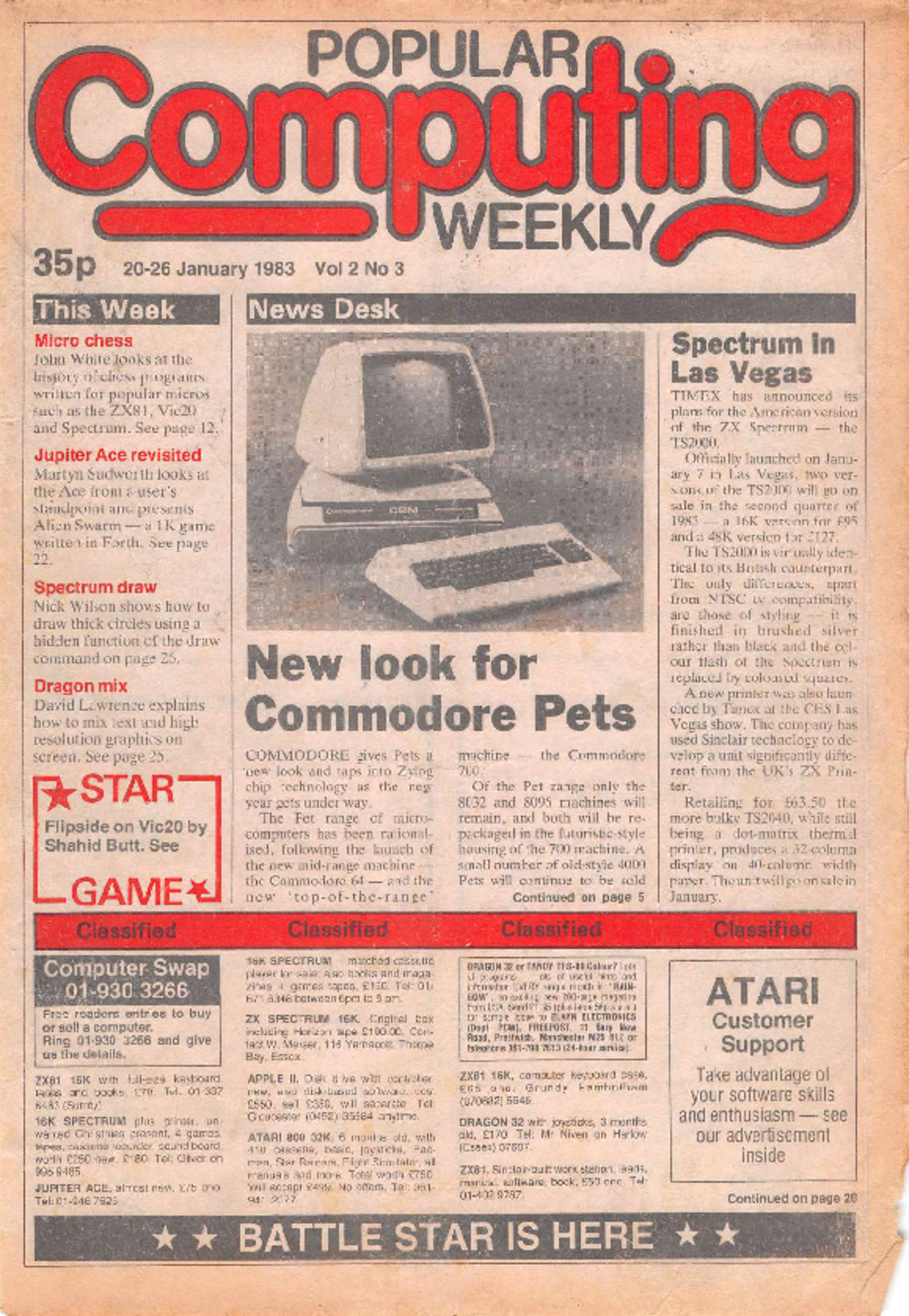 Article: Popular Computing Weekly Vol 2 No 03 - 20-26 January 1983