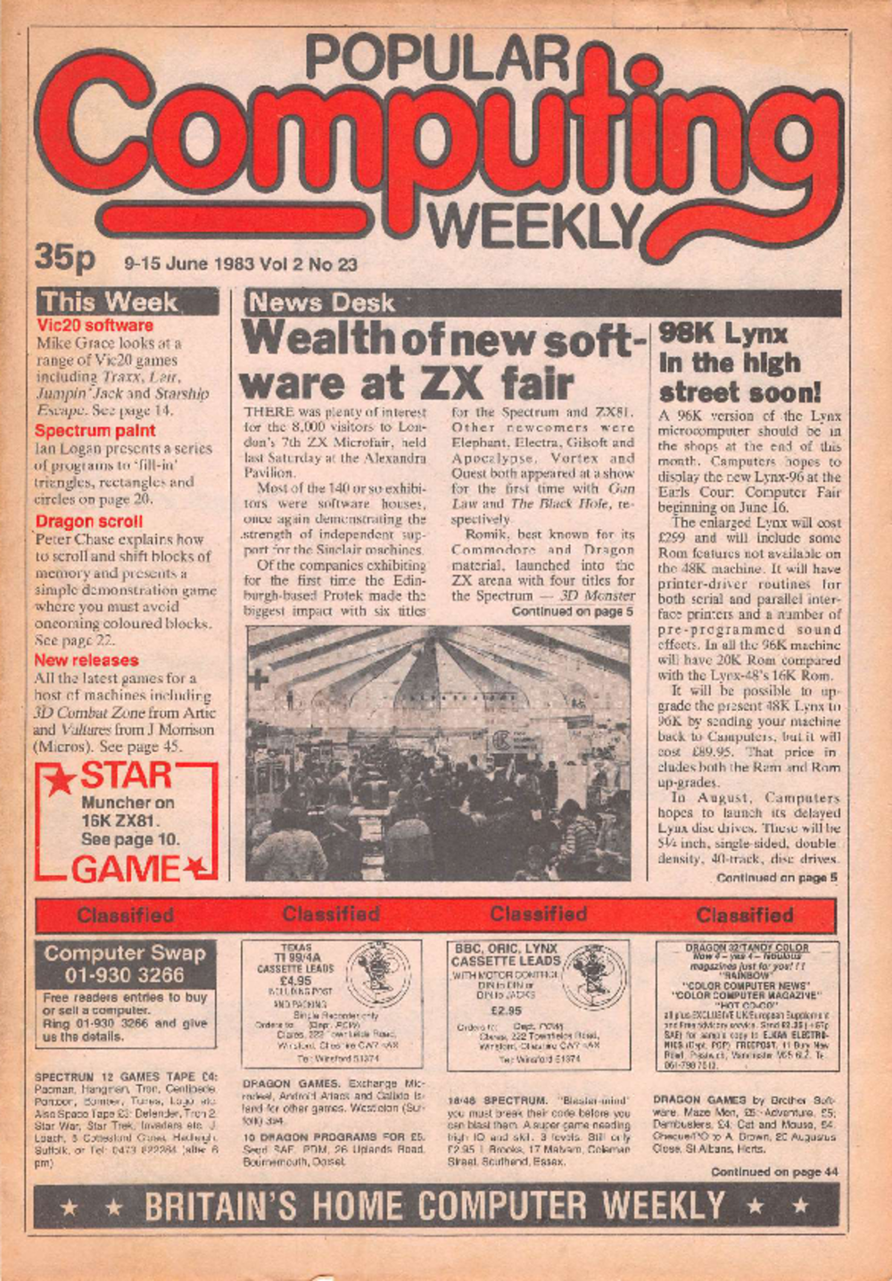 Article: Popular Computing Weekly Vol 2 No 23 - 9-15 June 1983