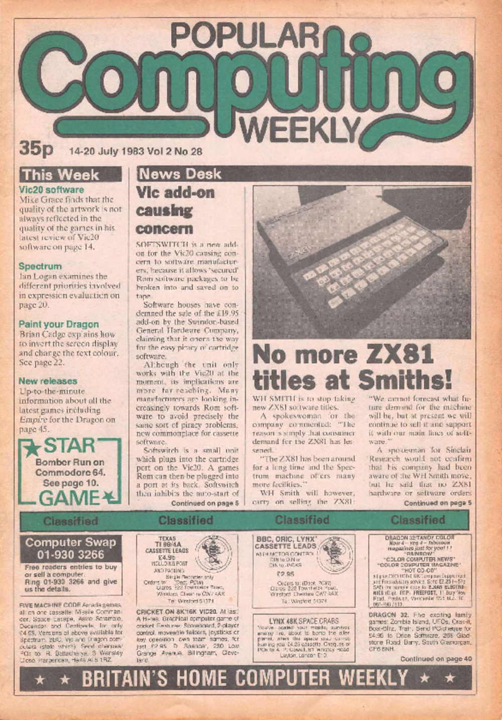 Article: Popular Computing Weekly Vol 2 No 28 - 14-20 July 1983