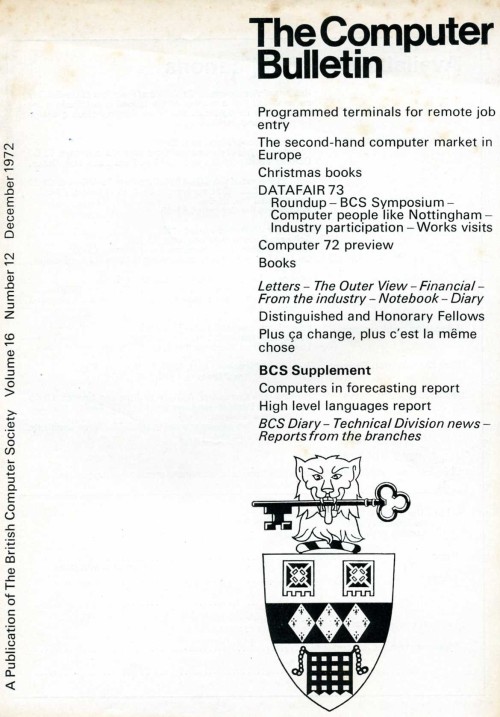 Scan of Document: The Computer Bulletin December 1972