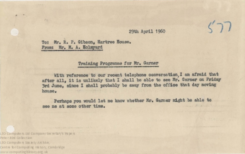 Article: 62840 Appointment of J.S. Garner, Apr-June 1960