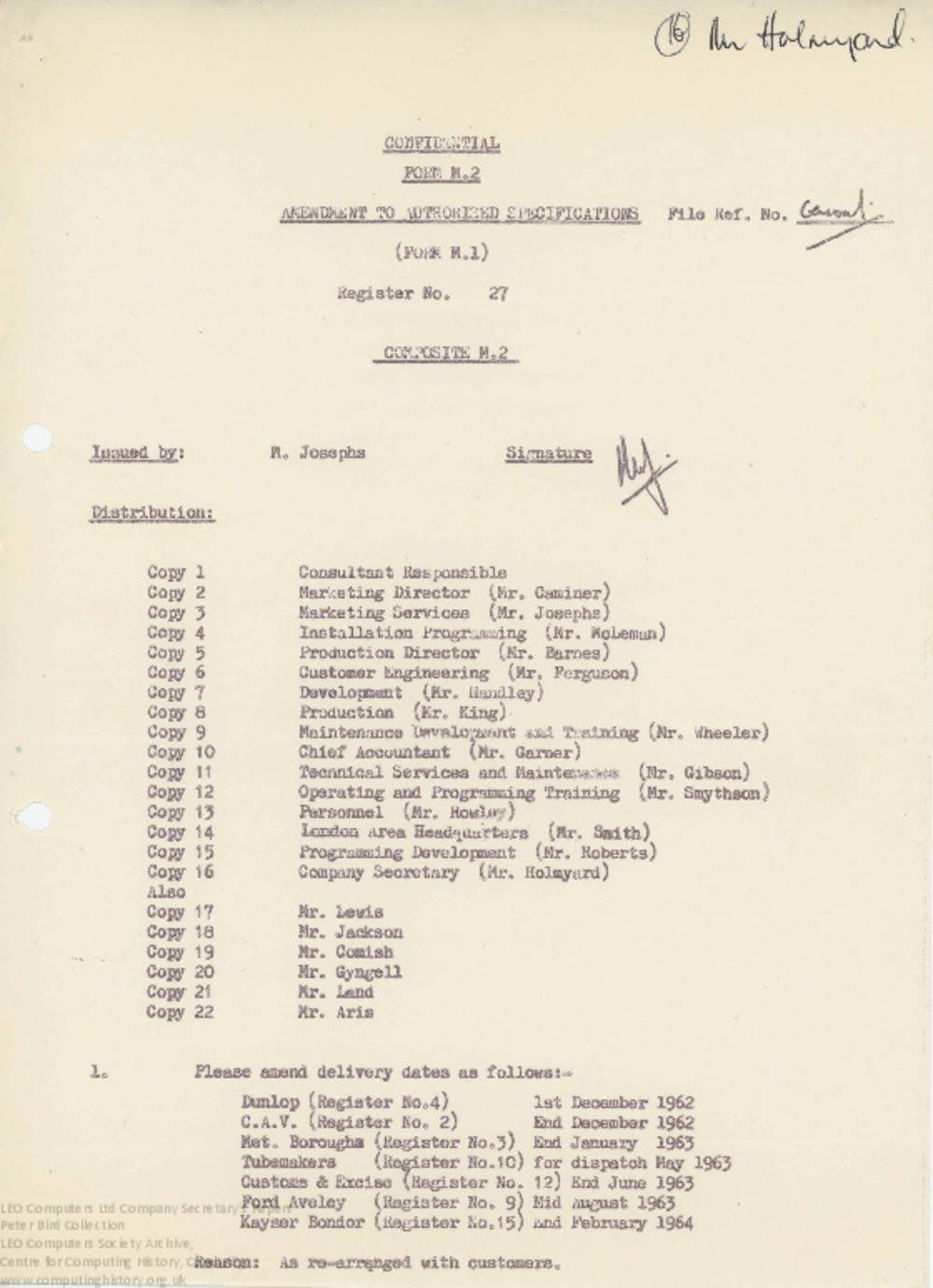 Article: 62863 Form M.2: Amendment to Authorised Specifications