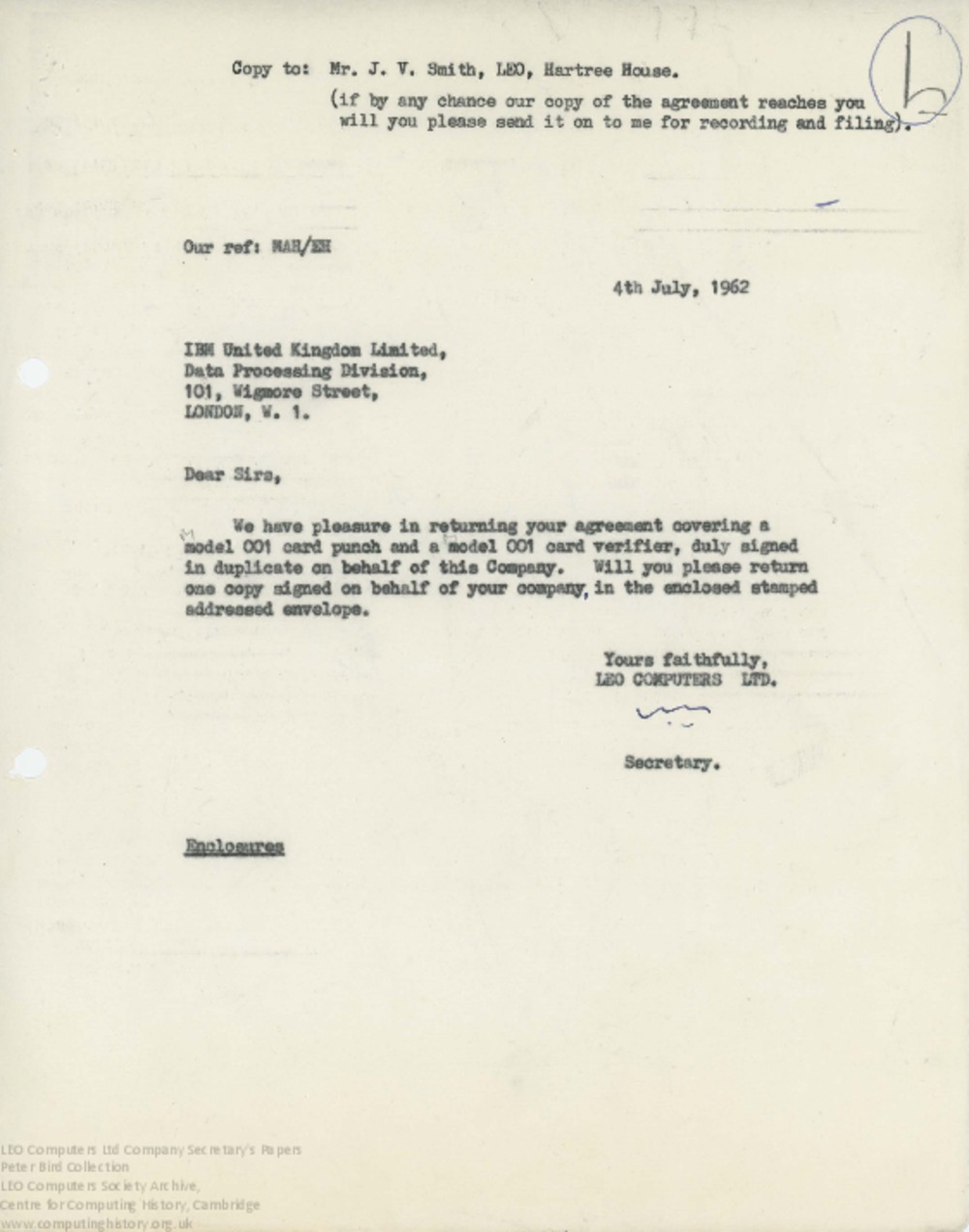 Article: 62867 IBM Equipment Hire Agreement, July 1962