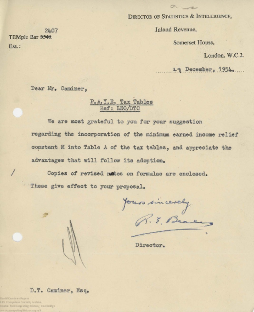 Article: 62940 Correspondence with R.E. Beales, Dec 1954-Jan 1955 