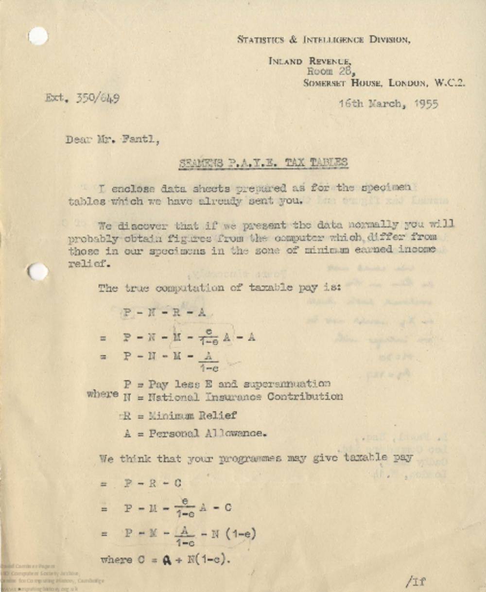 Article: 62943  Correspondence re calculations adjustments, Mar 1955