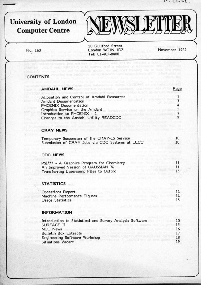 Scan of Document: ULCC News November 1982  Newsletter 160