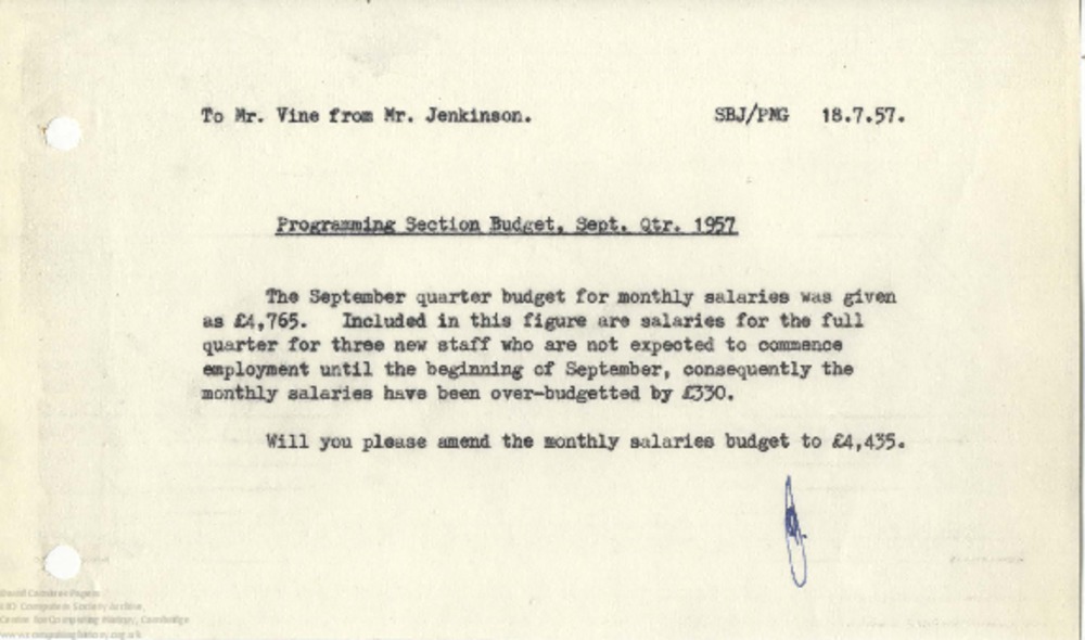 Article: 63041 Interim Trading Analysis and correspondence, Jul-Aug 1957