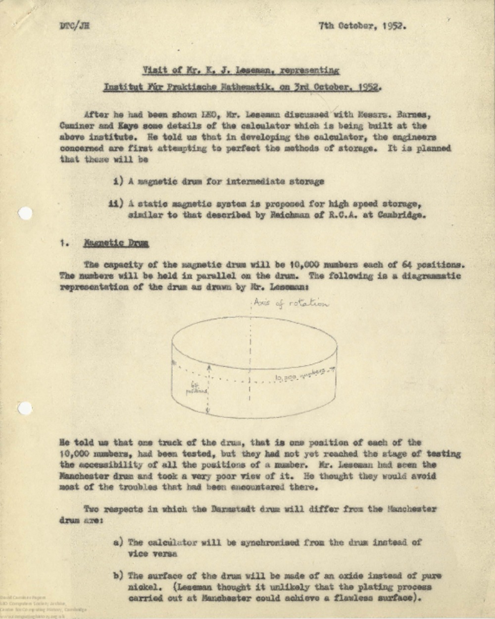 Article: 63085 Visit of K.J. Leseman from Institut fr Praktische Mathematik