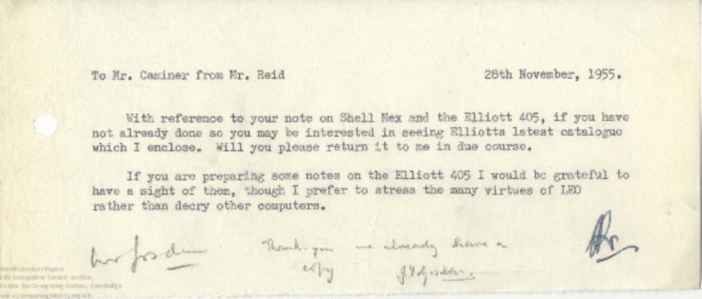Article: 63104 LEO team correspondence, Nov-Dec 1955