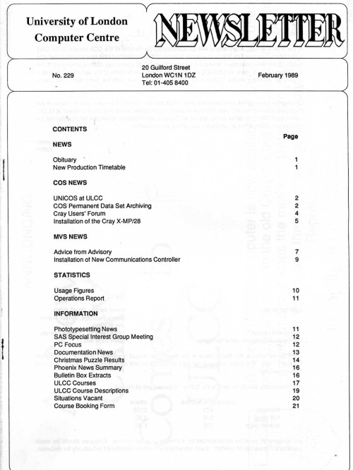 Scan of Document: ULCC News February 1989 Newsletter 229