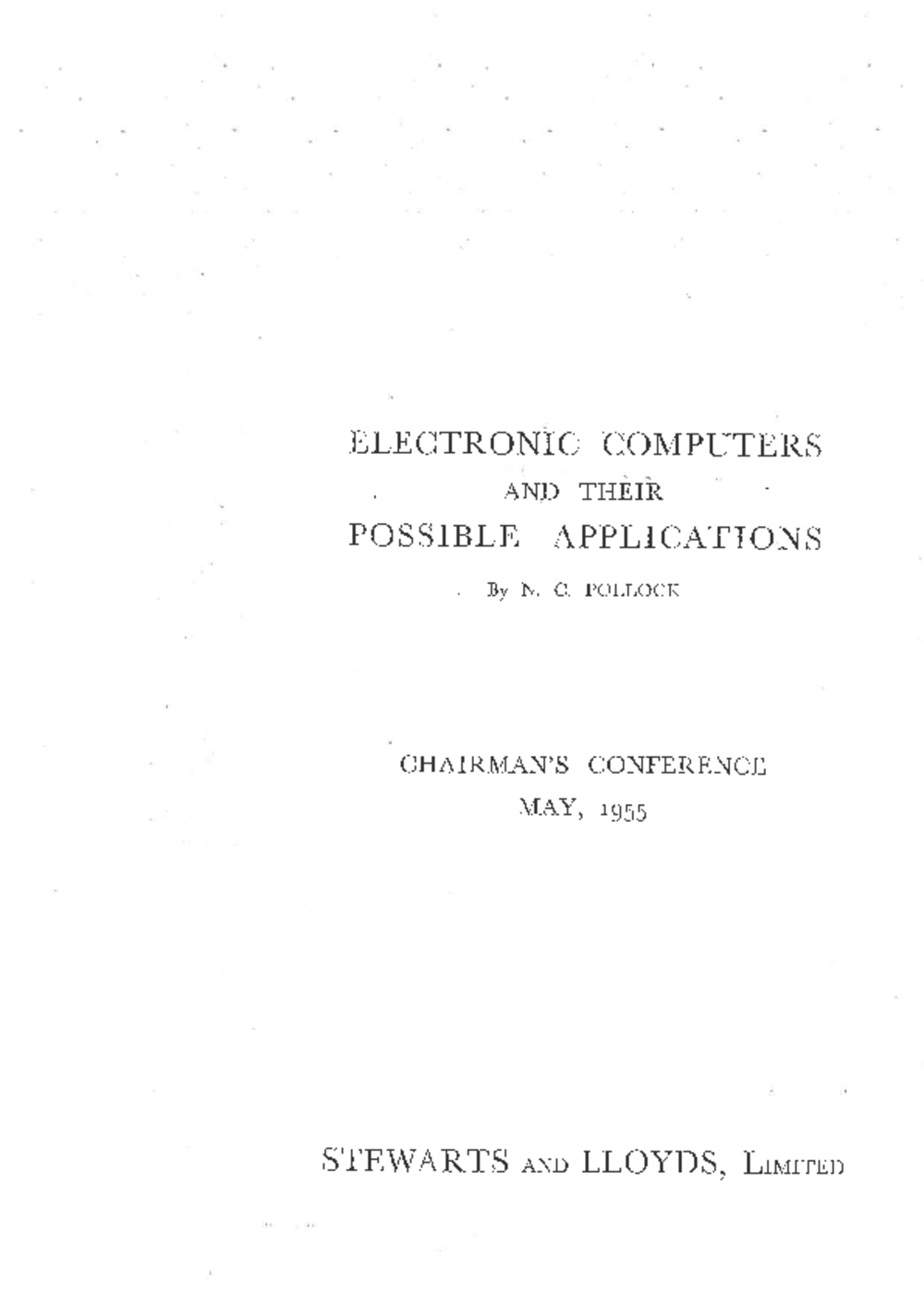 Article: Electronic Computers & Their Possible Applications