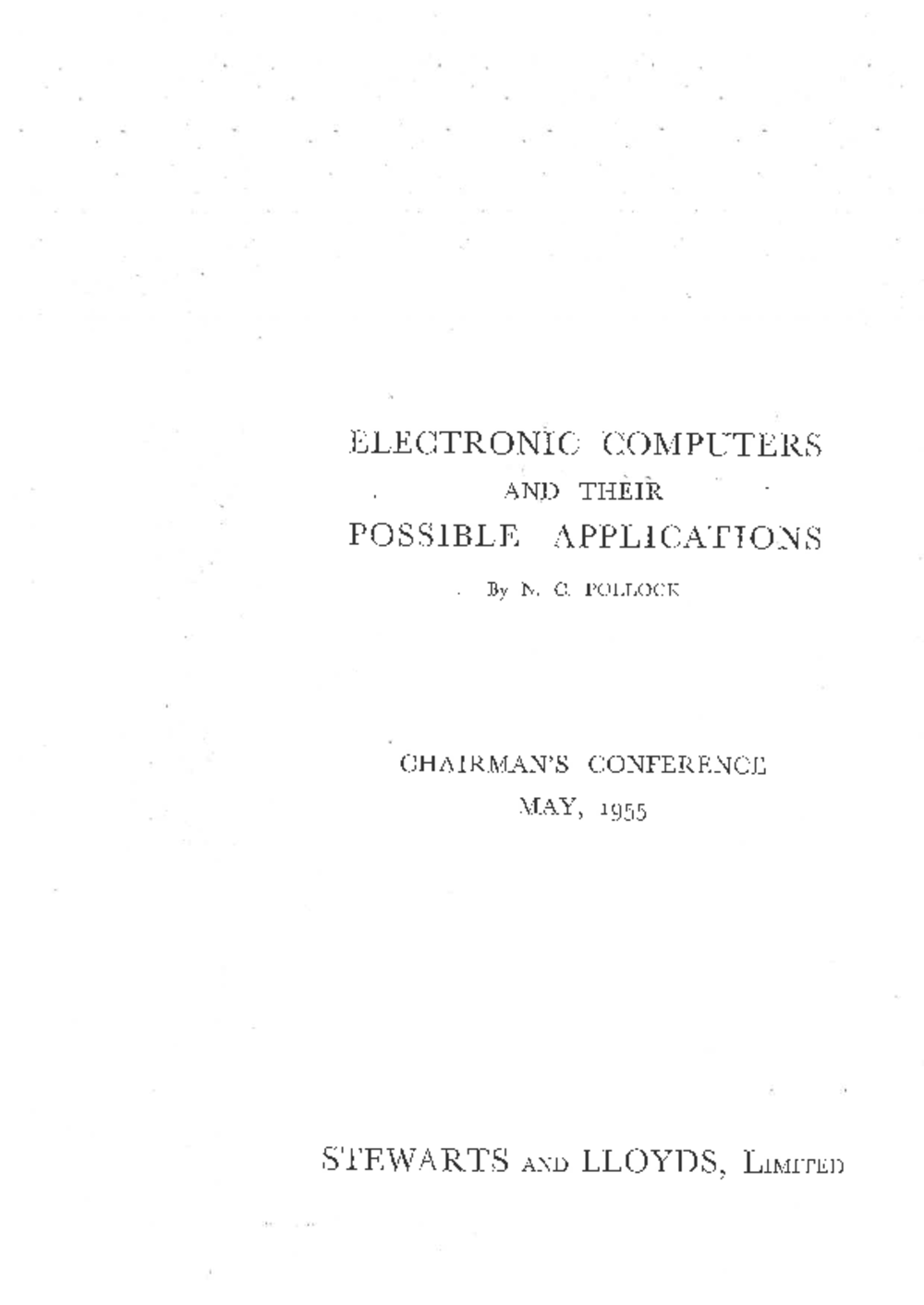 Article: Electronic Computers & Their Possible Applications