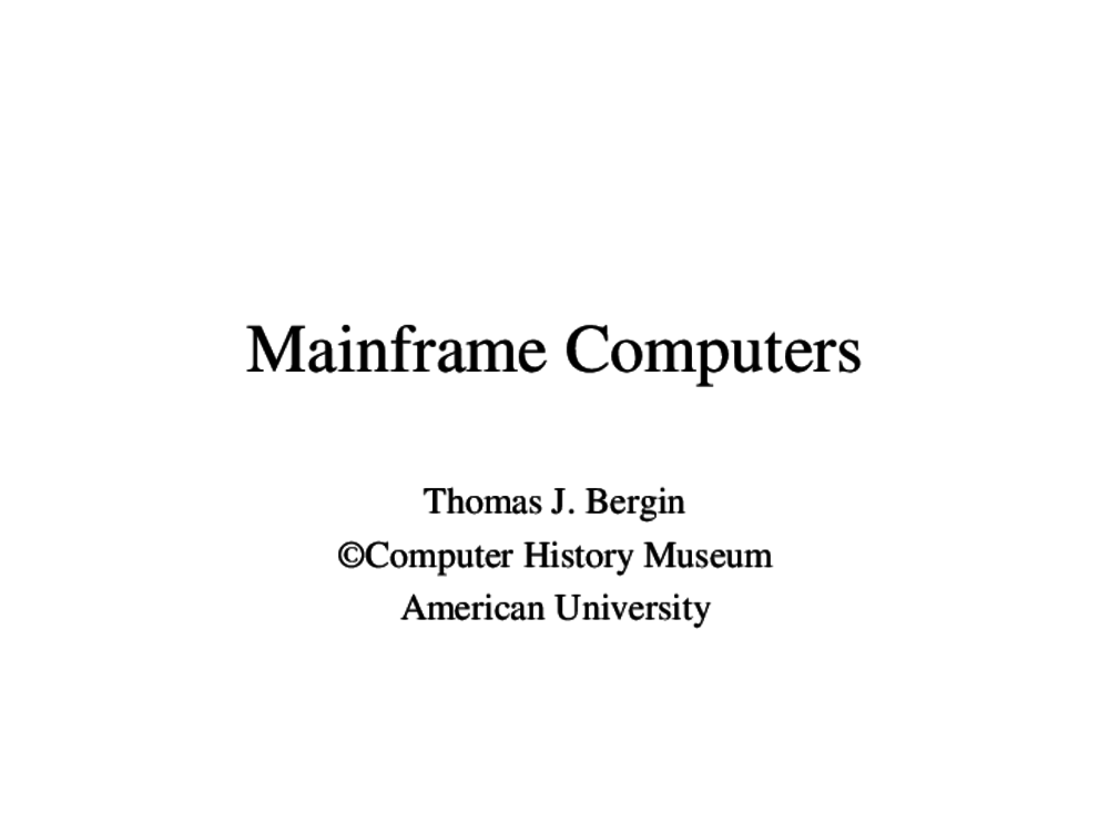 Article: Mainframe Computers