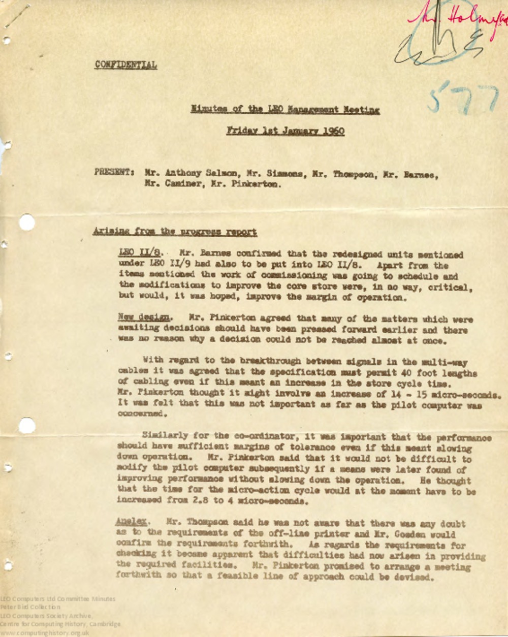 Article: 64396 LEO Management Meeting, 1960 first quarter (Jan-Mar 1960)