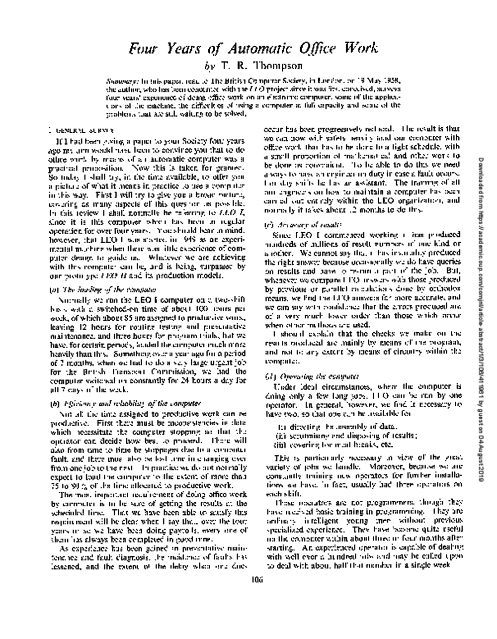 Article: Four Years of Automatic Office Work