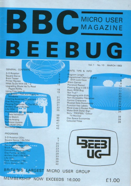Article: Beebug Newsletter - Volume 1, Number 10 - March 1983
