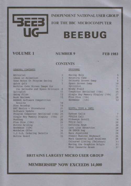 Article: Beebug Newsletter - Volume 1, Number 9 - February 1983