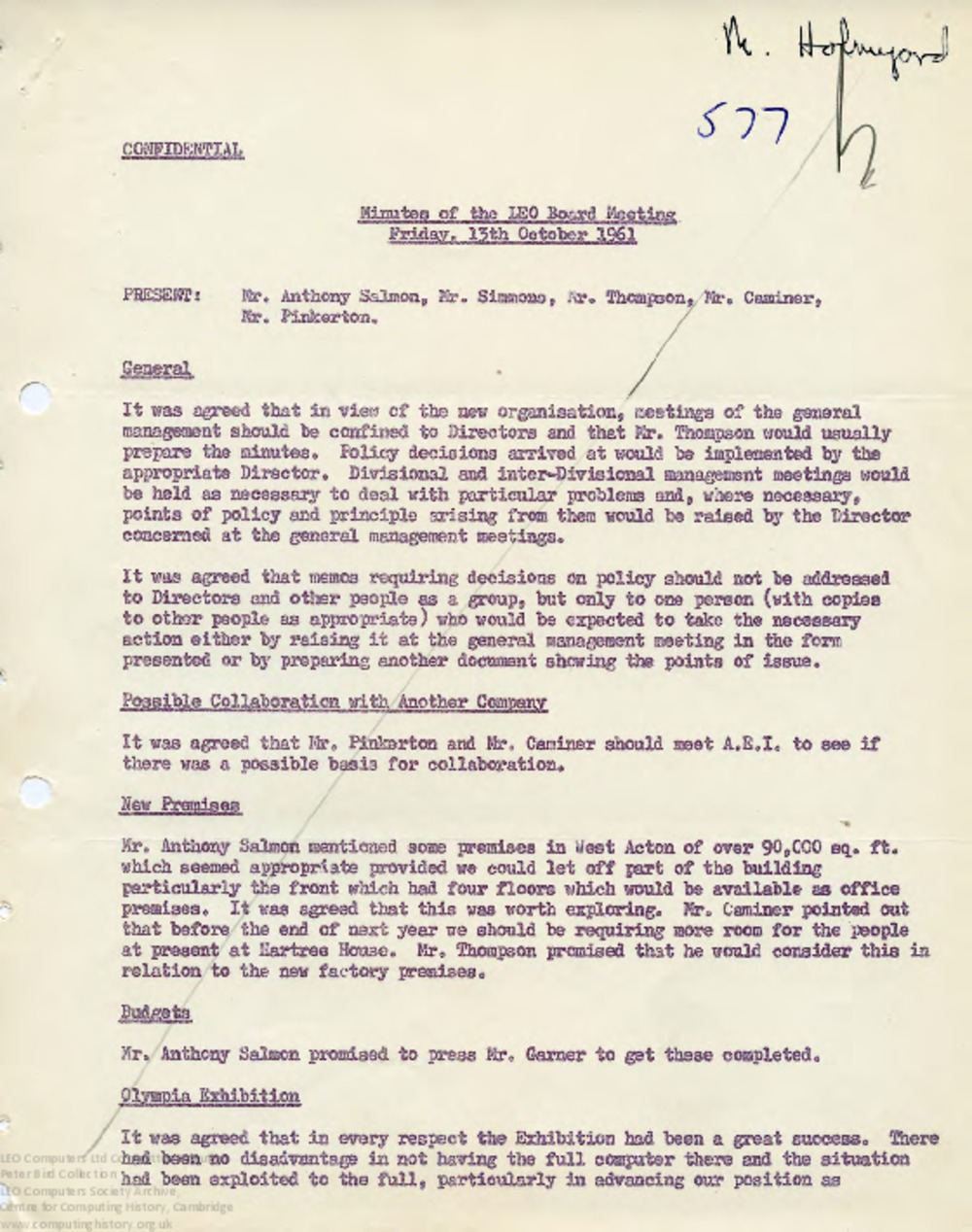 Article: 64410 LEO Management Meeting, 1961 fourth quarter (Oct-Dec 1961)