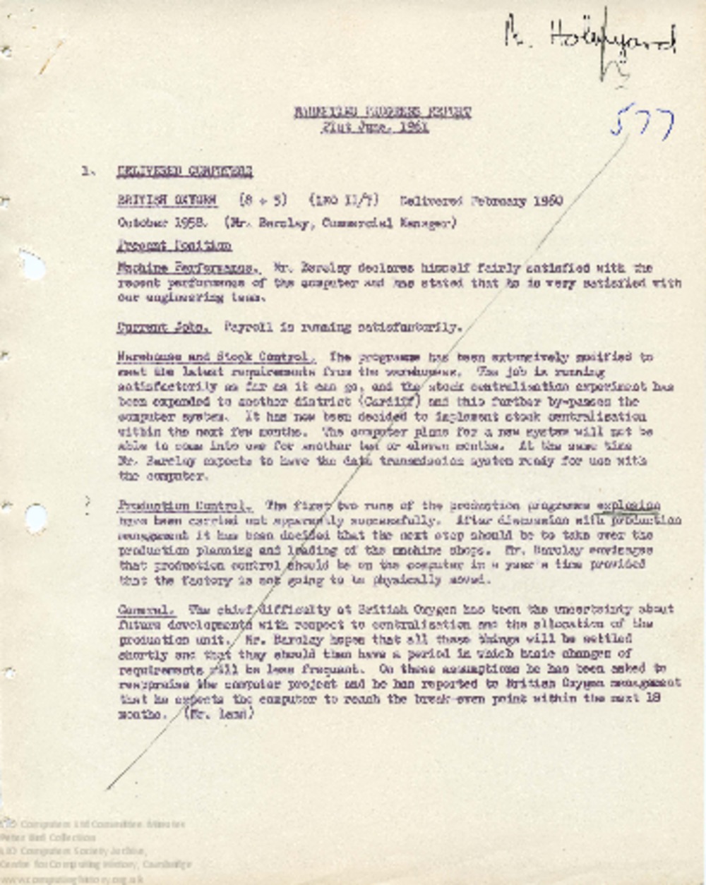 Article: 64501 Marketing Progress Report, 21st June 1961