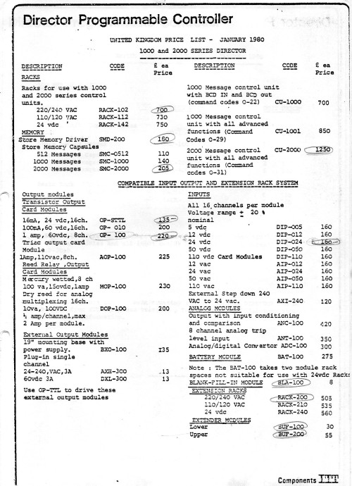 ITT Director Price List Promotional Item Computing History