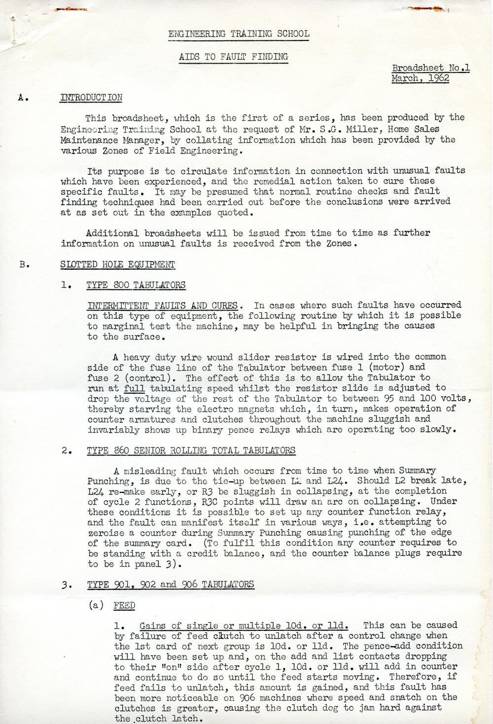 Scan of Document: Selection of Printed Documents on Field Engineer Training