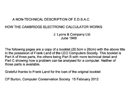 Article: A non-technical description of E.D.S.A.C: How the Cambridge Electronic Calculator works